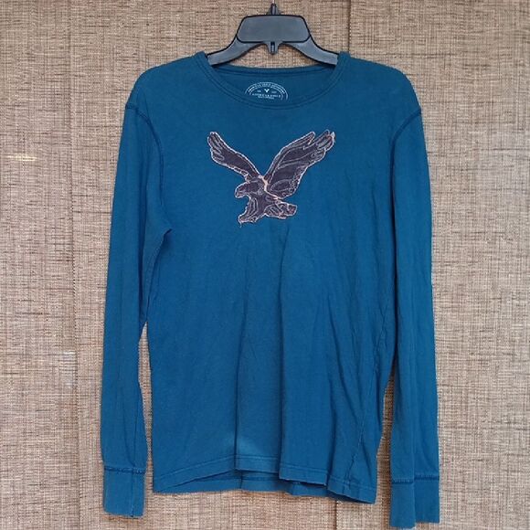 American Eagle Outfitters Teal Athletic Fit Cotton Shirt - Picture 1 of 4
